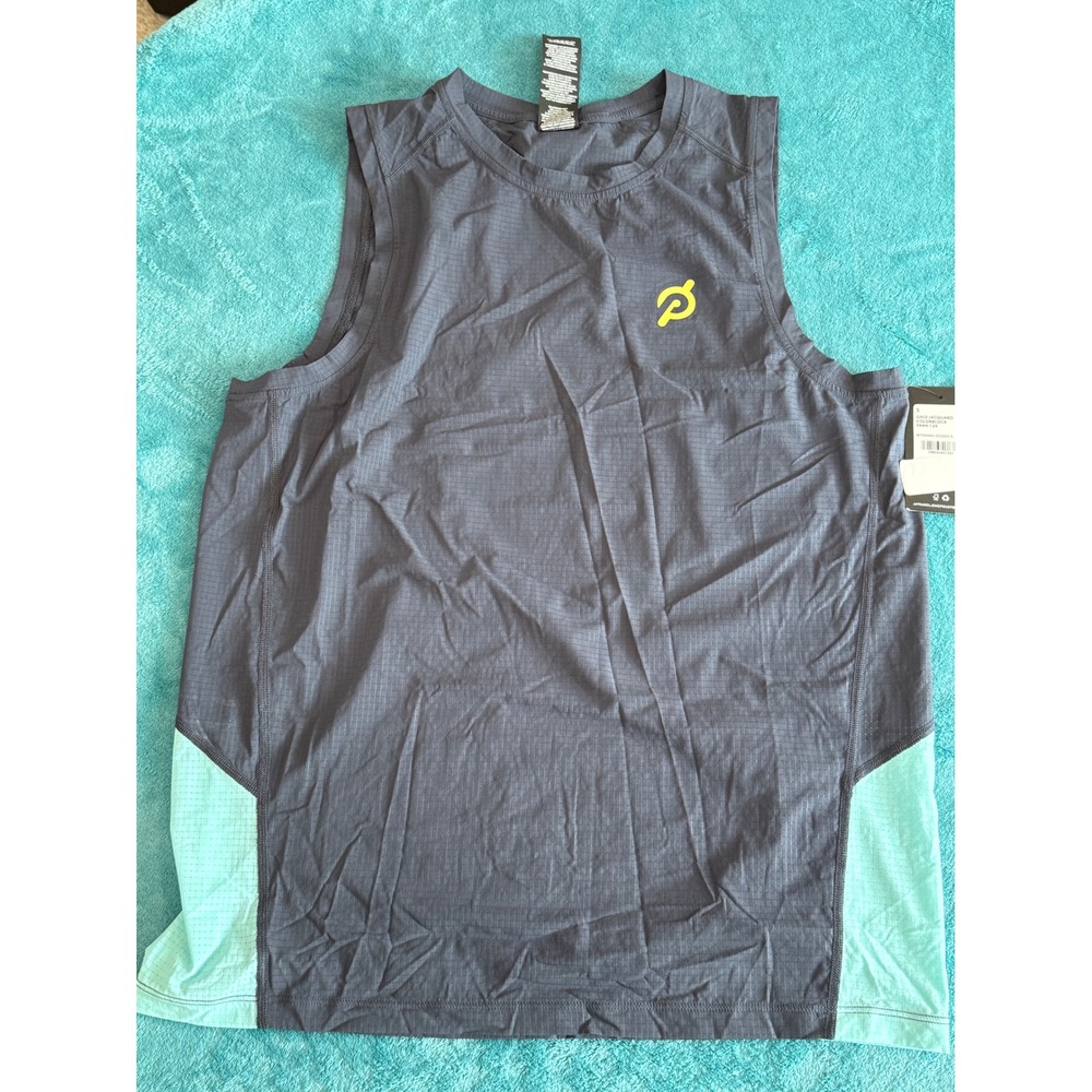 Peloton Mens Grid Jacquard‎ Colorblock Tank Grey Mint Green MT00444-252005-S